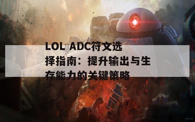 LOL ADC符文選擇指南：提升輸出與生存能力的關(guān)鍵策略