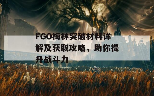 FGO梅林突破材料詳解及獲取攻略，助你提升戰(zhàn)斗力