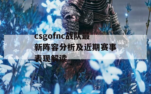 csgofnc戰(zhàn)隊(duì)最新陣容分析及近期賽事表現(xiàn)解讀